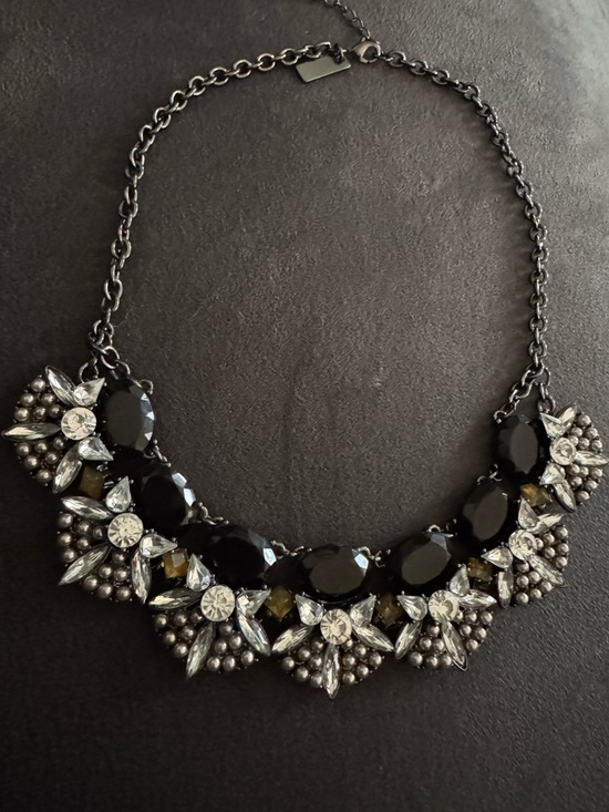 Steve Madden Jewelry - Steve Madden Black and Clear Crystal Statement Necklace